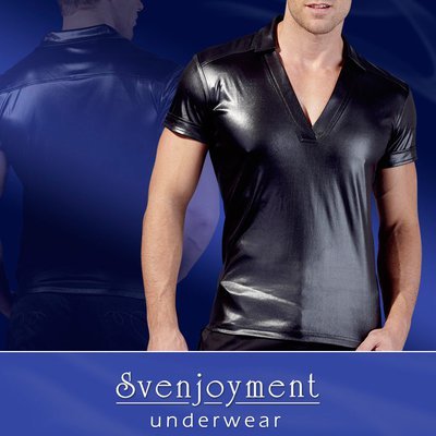 Черная мужская атласная футболка Svenjoyment Joy wetlook, 2XL(60-62р.)