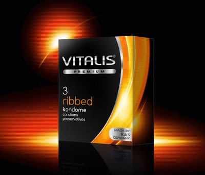 Презервативы ребристые Vitalis Premium Ribbed, 3шт