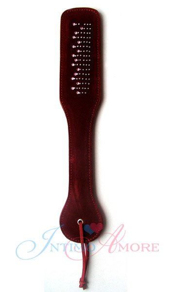 Бордовая бархатистая шлепалка Notabu BDSM со стразами, иск/замша