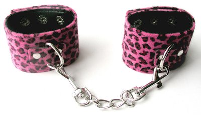 Наручники на цепочке Notabu BDSM, розовый леопард