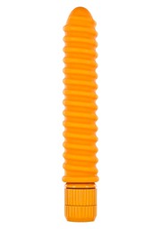 Вибромассажер Funky Ribbed с рельефом для оргазма, оранжевый силикон, 15,3х2,6см