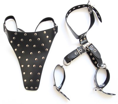 Бондаж Notabu BDSM (ошейник, наручники, оковы, трусики) иск/кожа