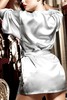 Женский халат-кимоно из серебристого сатина, OS(42-48р)