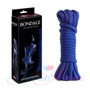 Толстая шелковистая веревка для бондажа, синяя, полиэфирное волокно, 9м
