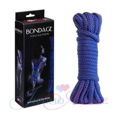 Толстая шелковистая веревка для бондажа, синяя, полиэфирное волокно, 9м