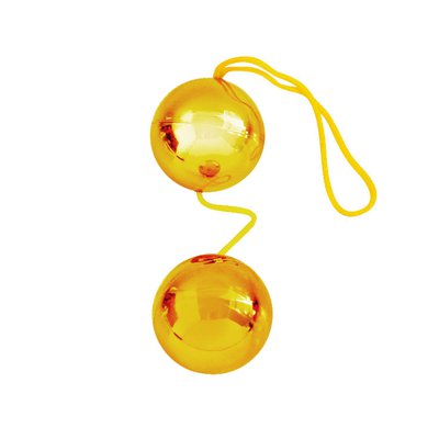 Вагинальные шарики Balls со смещенным центром, золотистый пластик, 3,5см/50г