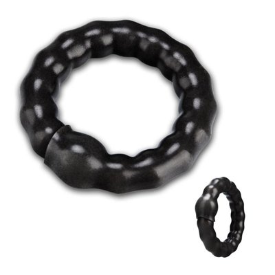 Черное эрекционное кольцо с шариками, 2,5см