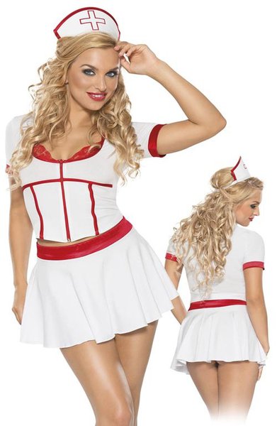 Эротический костюм медсестры, белый с красным, S(42-44р.)