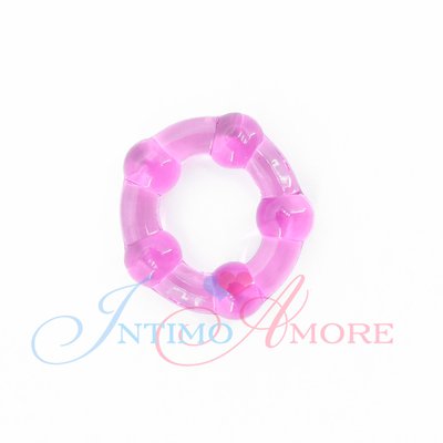Эрекционное кольцо с шариками, розовое, силикон, 1,7см