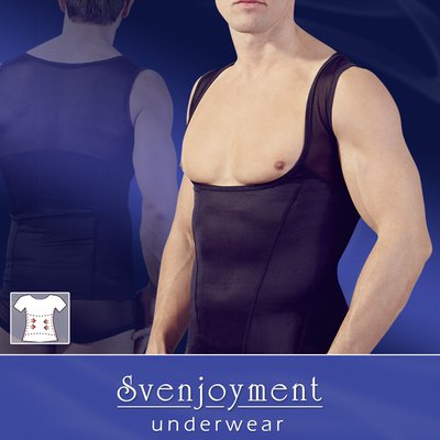 Утягивающая майка Svenjoyment Basic Shirt с открытой грудью, черная, XL(56-58р)