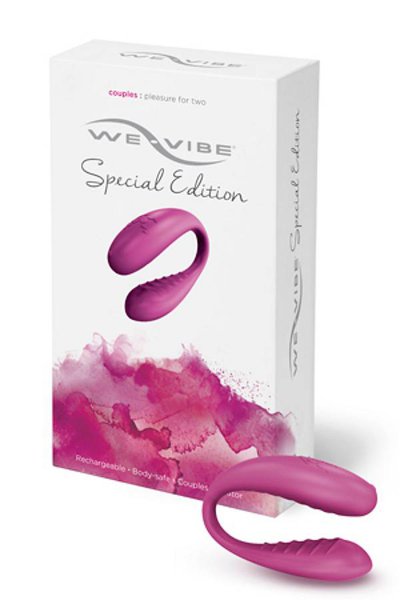 Вибратор для двоих We-Vibe Special Edition, 1 мотор, 9 реж., аккумулятор, розовый силикон, 8см
