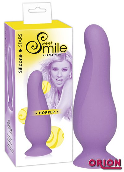 Анальная пробка Sweet Smile® Hopper Plug на присоске, фиолетовый силикон, 12,5х2-4см
