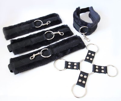 Чёрный фиксатор Notabu BDSM для hogtie (оковы+наручники, соединённые между собой)