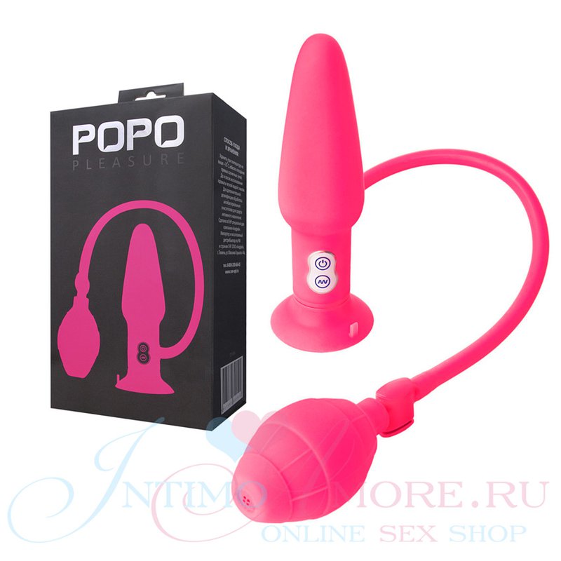 Анальная вибропробка Toyfa Popo Pleasure на присоске и с пультом ДУ, розовая 0T-00007246 - TOYFA - Анальные игрушки с дистанционным управлением - Купить