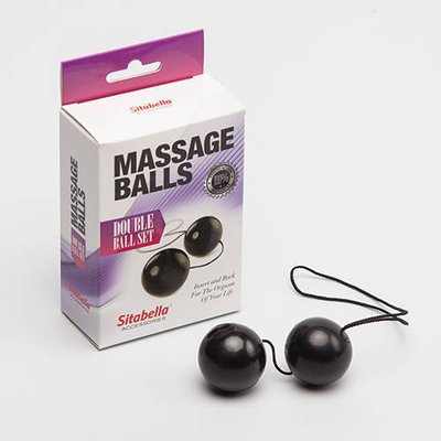 Черные вагинальные шарики Massage Balls, 40гр/3,5см