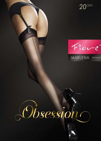 Тонкие чулки под пояс Marlena Fiore® Obsession, черные 20 den, 2/S(42-44р.)