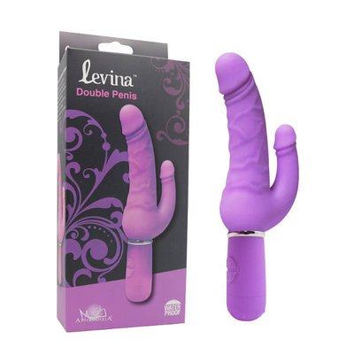 Вибратор Levina Double Penis для двойного проникновения, силикон, 10 режимов, 21,5см