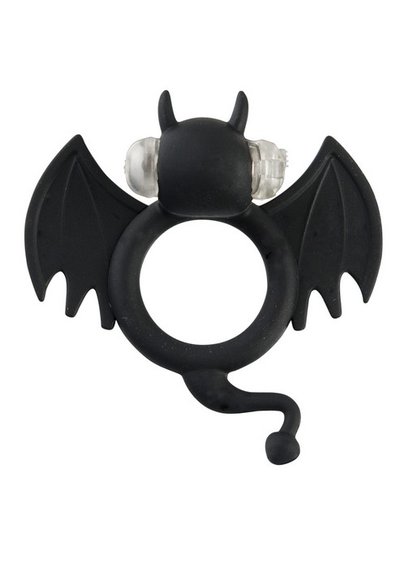 Черное эрекционное вибро-кольцо Bad Bat, D2,3см