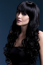 Парик Fever Isabelle black, long soft curl with fringe (temp до 120°C), черный, 66см