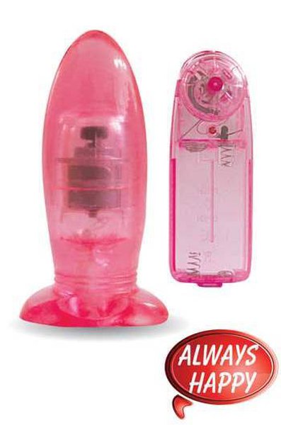 Женская анальная вибро-пробочка, розовая, 11,6х4см