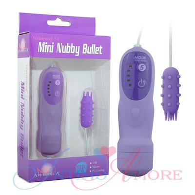 Экстрамощное виброяйцо Mini Nubby Bullet, 5 реж, фиолетовый силикон, 4х1,3см