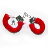 Легкие металлические наручники с мехом, красные
