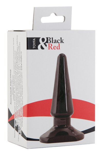 Черная анальная пробочка Toyfa Black&Red, 10,5х1-3см