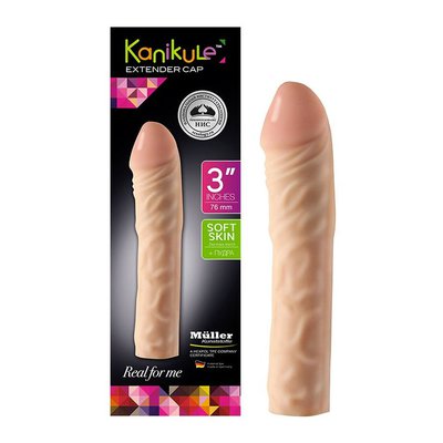 Насадка на половой член Kanikule™ Extender Cap 3' из Soft Skin +7,6см, 17,3х3,6см
