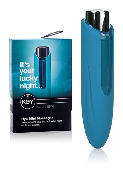 Мини-вибратор Key™ Nyx Mini Massager, 5 реж, голубой силикон, 13,5х3,3см