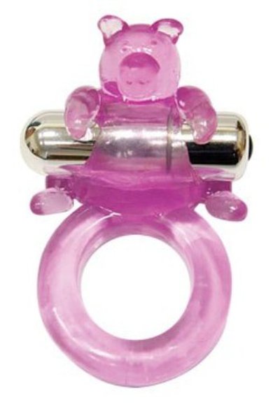 Эрекционное виброкольцо Sexy Friend Розовый Мишка, 6 реж, 2,8см