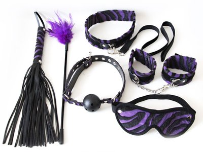 Набор BDSM Mistress Bondage Kit, 6 предметов, фиолетовый тигр
