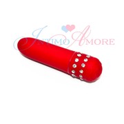 Красный вибратор с кристаллами Toyfa, 11х2,8см