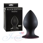 Анальная пробка BackDoor Thick Anal plug small на присоске, черный силикон, 8х4см