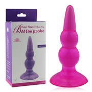 Анальная пробка Bulbs на присоске розовая, 12,2х3см.