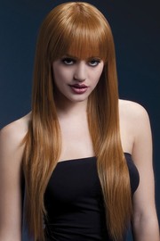 Парик Fever Jessica auburn, long straight with fringe, каштаново-рыжий, 66см.