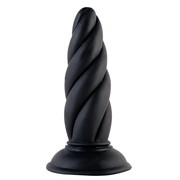 Спиралевидная анальная пробка Black&Red, черный силикон, 15,5х4см