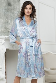 Длинный шелковый халатик Mia-Amore Sophia, голубой, L/XL(46-50р.)