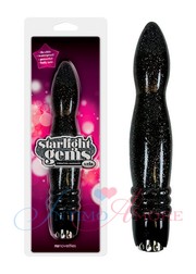 Супер-мощный черный блестящий вибратор Starlinght Gems, 23,2х3-4,3см