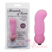 Мини-вибратор Moments of Love, 5 режимов, розовый силикон, 7,7х2,5см.