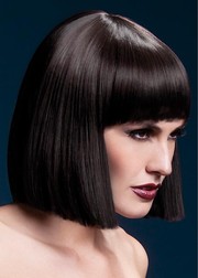 Парик Fever Lola brown, blunt cut bob with fringe, темно-коричневый, 30см.