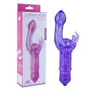 Вибратор Bulb со стимулятором клитора и G-точки, фиолетовый, 10 режимов, 19,4х5,4см