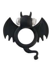 Черное эрекционное вибро-кольцо Bad Bat, D2,3см.