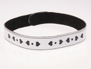 Белый ошейник с черными сердечками Sitabella® BDSM, натуральная кожа