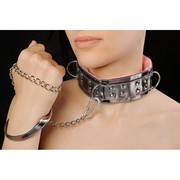 Фиолетовый ошейник с мехом на поводке Sitabella® BDSM