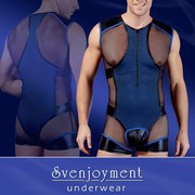 Боди-сетка Svenjoyment Style Body jumpsuit со вставками под винил, черно-синее, M(48-50р.)
