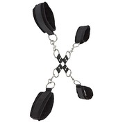 Бондаж для hogtie Ouch! Velcro Cuffs (наручники, оковы, X-фиксатор), черный мех
