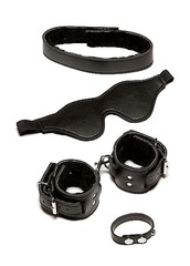 Набор BDSM Delux Fantasy Four Pies Set (наручники, маска, ошейник, кольцо на п/ч), черный