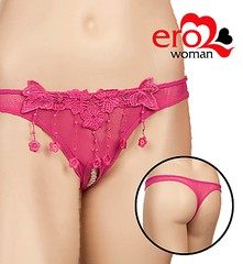 Трусики-тонг с доступом и с бусинами, розовые, XS/M(40-44р)