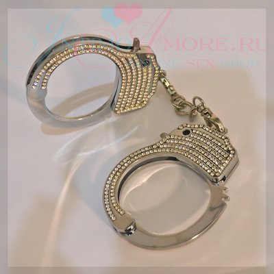 Гламурные наручники Roomfun® Diamond с кристаллами, серебристые