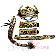Леопардовый костюм кошечки (маска, хвостик, ошейник, манжеты), OS(40-52р)
